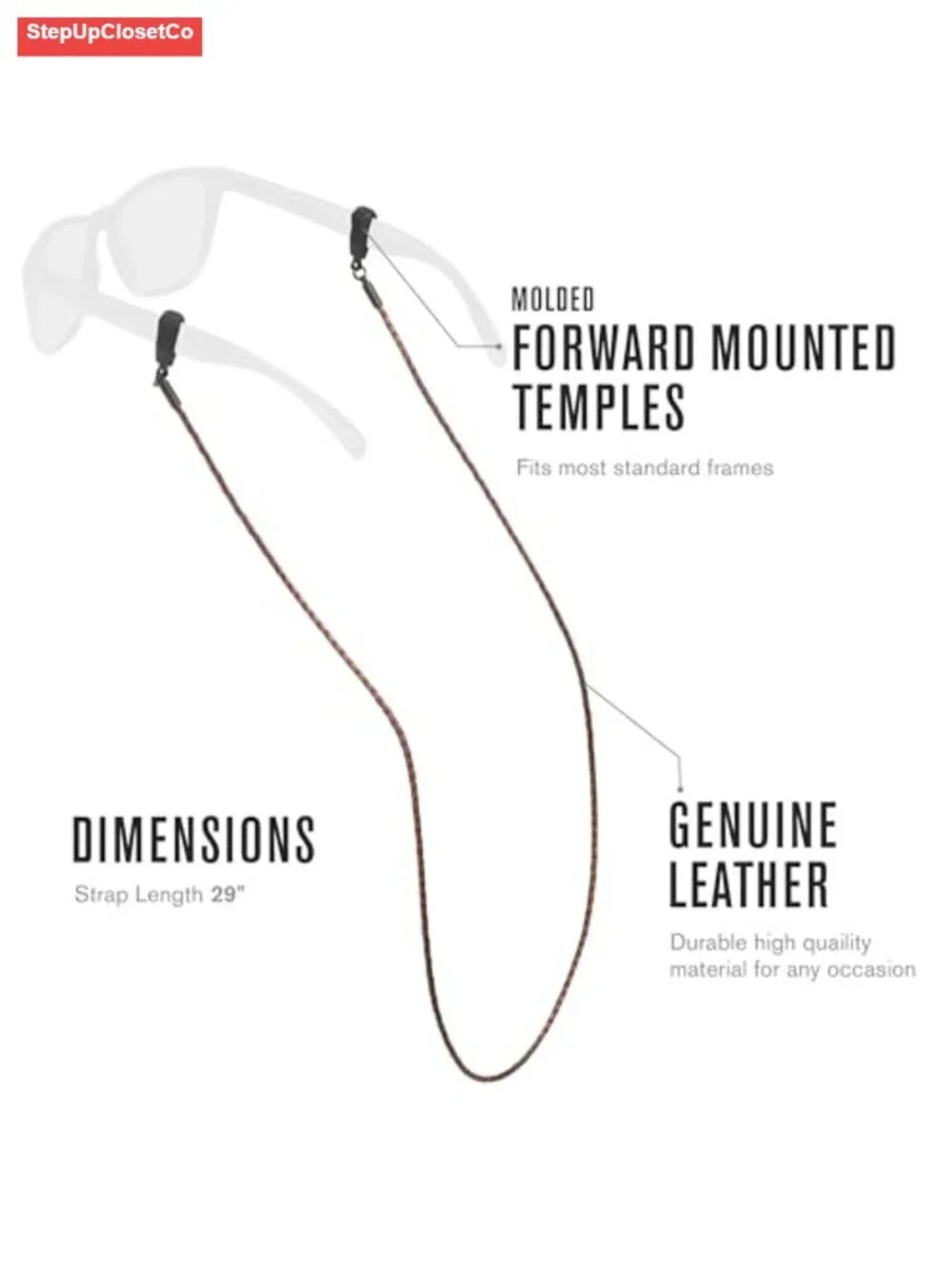 Genuine Braided Leather Eyeglass Retainer Strap Sunglasses Holder